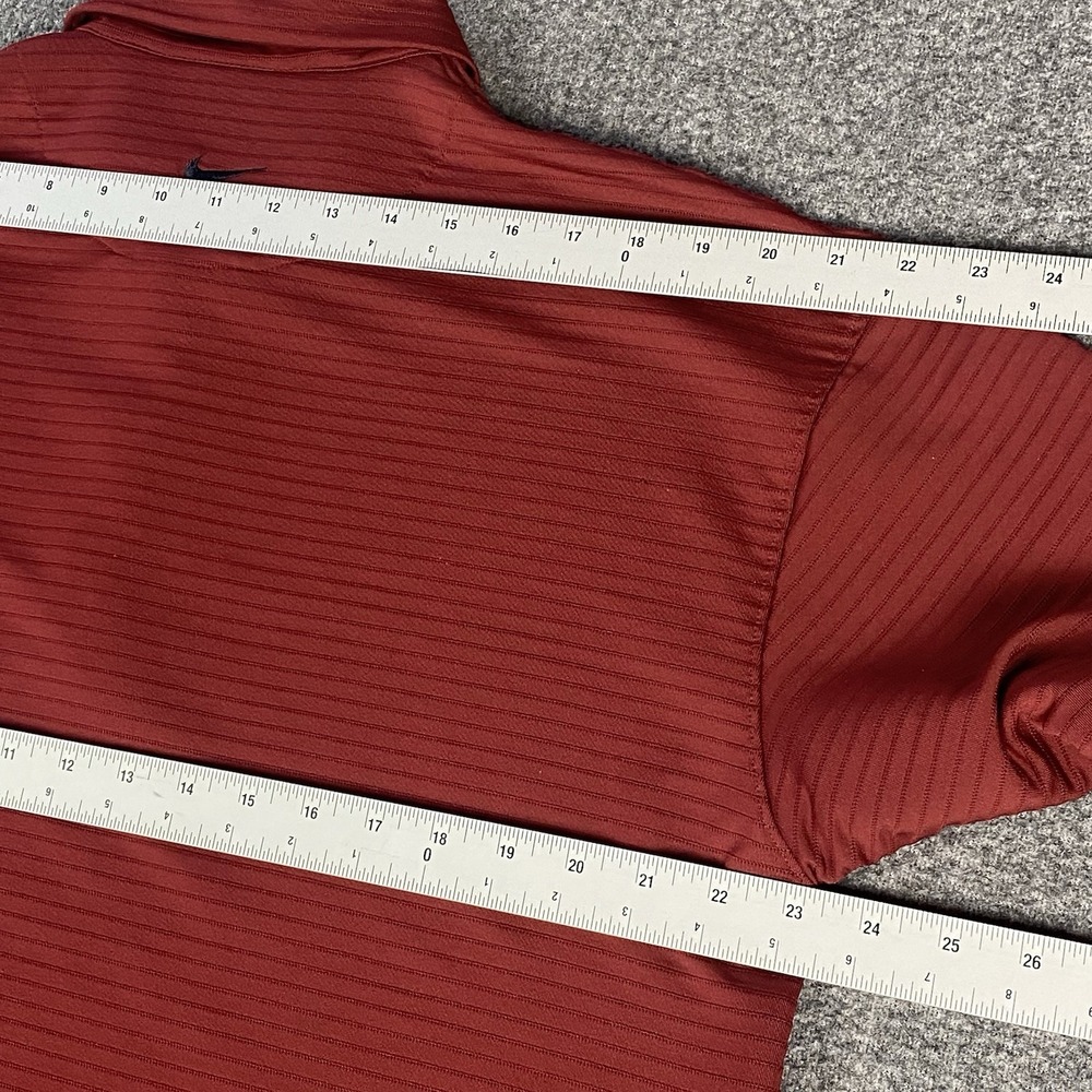 VTG Nike Golf Mens Short Sleeve Polo Shirt Red Ribbed Sphere Dry Performance XL - Picture 10 of 14